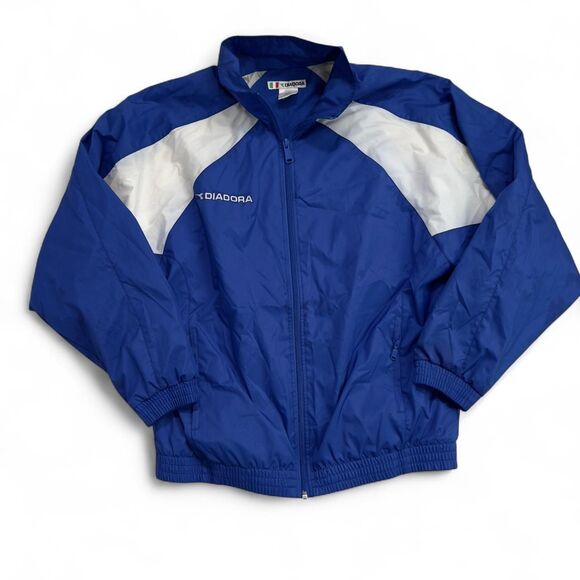 Diadora Track Jacket Men’s Small Blue White Vintage 90s Windbreaker Nylon - Picture 1 of 6